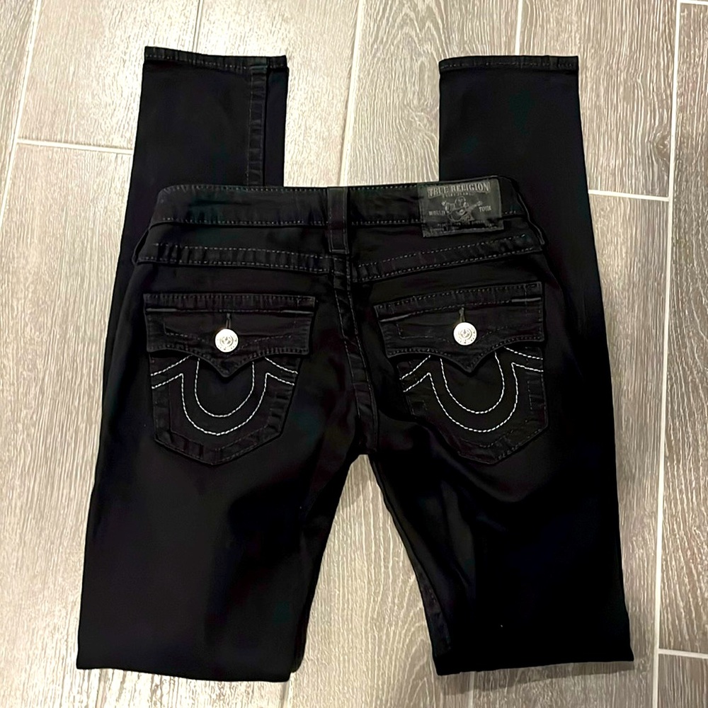 True religion black distressed jeans